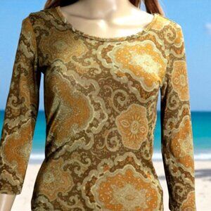 Gold Metallic Long Sleeve Top